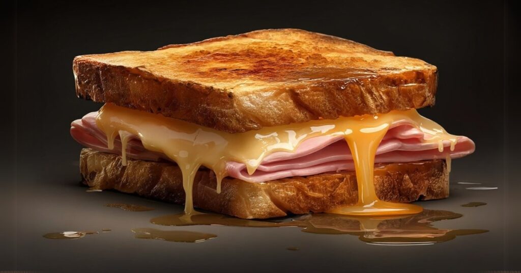 ham and cheese toastie in an air fryer